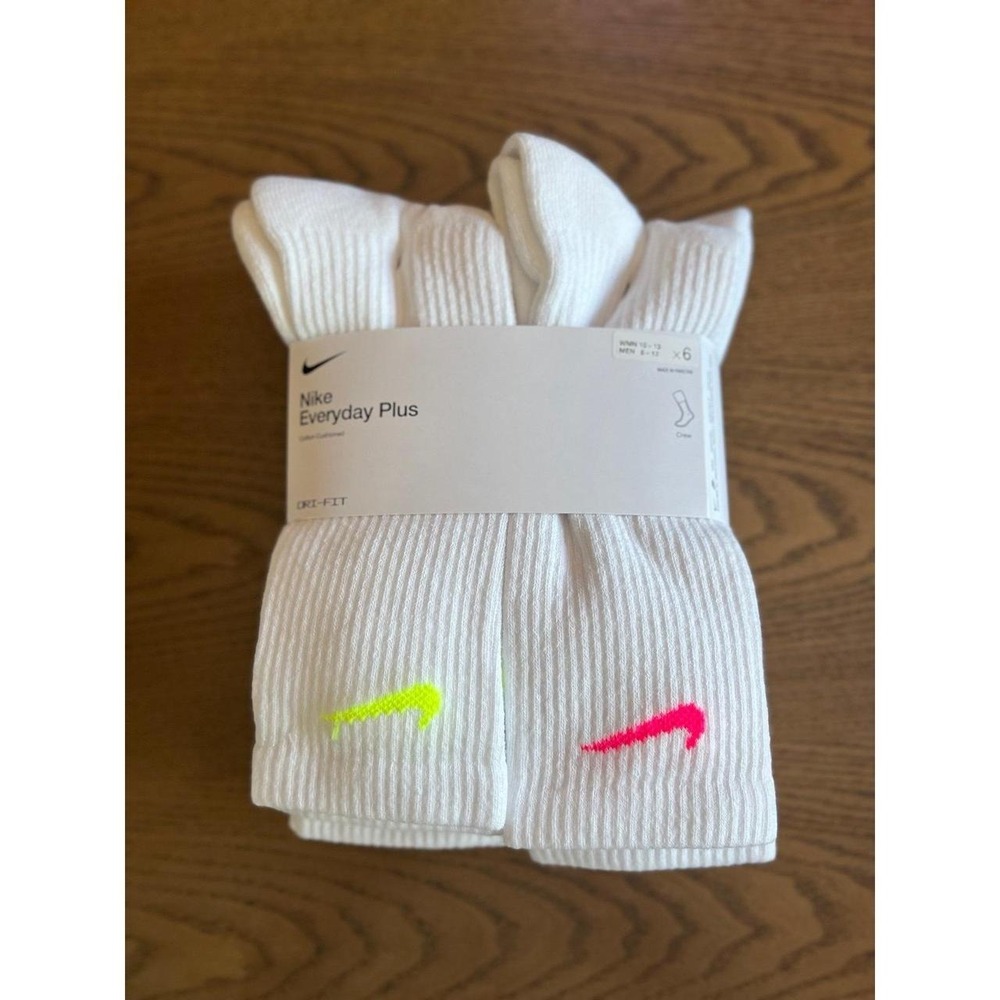 Nike Everyday Plus Dri Fit Crew Socks 6 Pack Large New